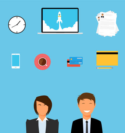 businessman and business woman stuff and the thingsのイラスト素材