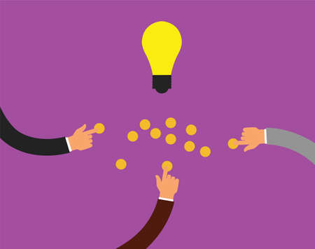 crowdfunding or collecting money from people to support a great ideasのイラスト素材