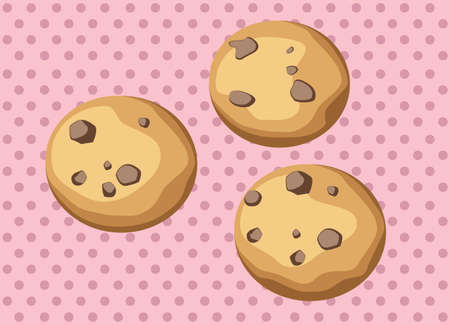 Chocolate chip cookies with pink background