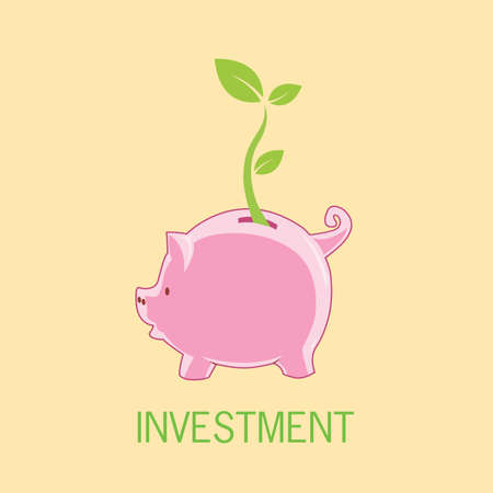 Piggy bank investment with tree leaf growthのイラスト素材