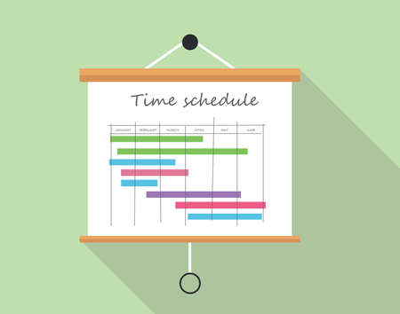 Project time schedule with presentation board illustration boardのイラスト素材
