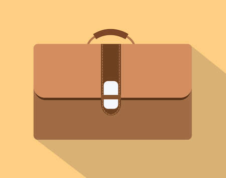 flat leather bags brown stitch classic luggageのイラスト素材