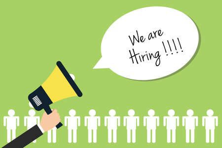 we are hiring loudspeaker worker broadcasting flatのイラスト素材