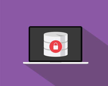 database security lock and notebook vector flatのイラスト素材