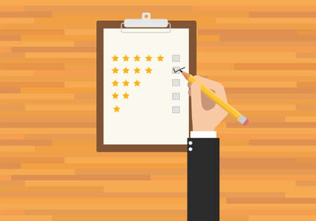 customer service rating hand give star ratingのイラスト素材