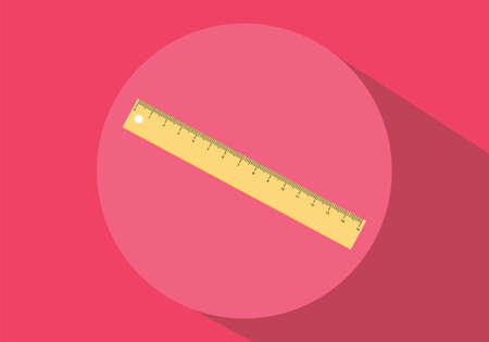 ruler isolated yellow red background flat long shadowのイラスト素材