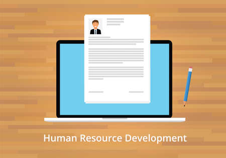 hr human resource development laptop notebook pencilのイラスト素材