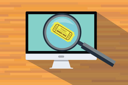 buy and find an online ticket use computer or internet networkのイラスト素材