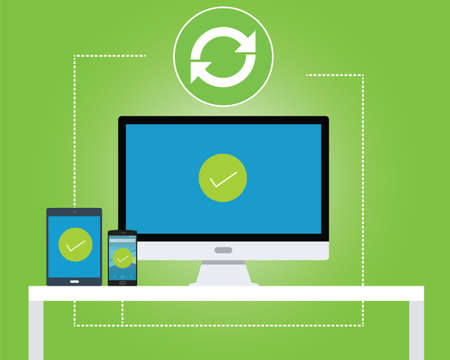 synchronize between multiple platform vector flat green