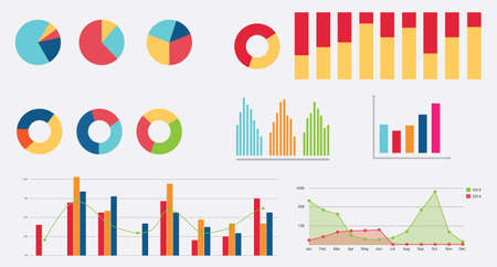 flat graph icon chart collection vector flatのイラスト素材