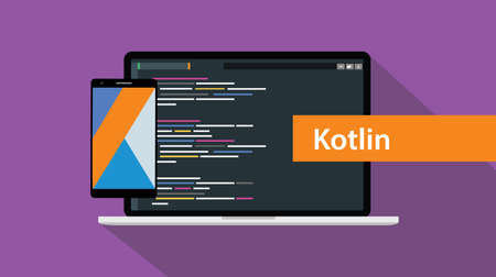 Kotlin mobile application programming language coding software technology vector illustrationのイラスト素材