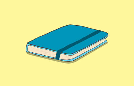 blue Notebook hand drawn cute line art illustration vector illustrationのイラスト素材