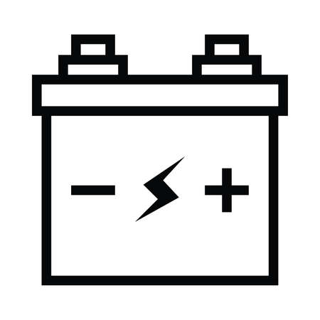 Simple black flat accumulator icon Lightning bolt symbol.Isolated on white vector illustrationのイラスト素材