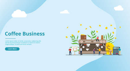 coffee business concept for website template with money investment growth and people - vectorのイラスト素材
