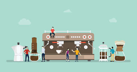 various coffee machine brew with different style and method - vectorのイラスト素材