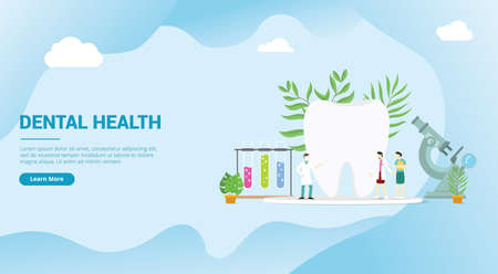 dental health concept with doctor for website landing homepage template banner - vectorのイラスト素材
