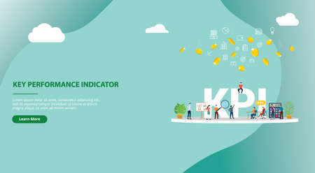 kpi key performance indicator concept website template banner design - vector illustrationのイラスト素材