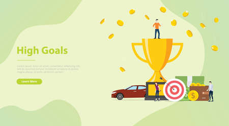 high goals personal target concept with people and achievement for website template banner or landing design homepage - vector illustrationのイラスト素材