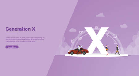 generation x concept for website template or landing homepage banner - vector illustrationのイラスト素材