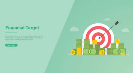 financial target with dart and money for website template or landing homepage banner - vector illustrationのイラスト素材