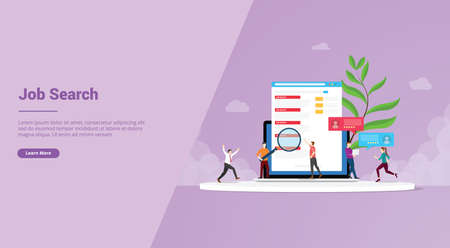 job hunting or search online on browser for website template or landing homepage banner - vector illustrationのイラスト素材