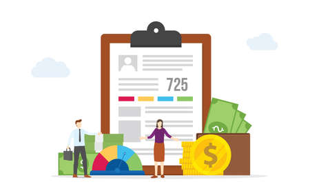 Personal data report form excellent credit report document modern flat cartoon style vector illustrationのイラスト素材