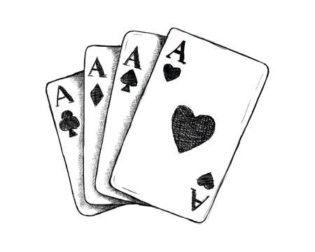 card game gamble or gambling for wild west icon sketch hand drawn illustration isolated with white backgroundのイラスト素材