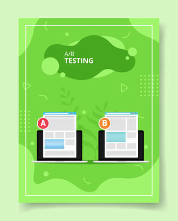 AB testing ui wire frameon laptop compared for template of banners, flyer, books cover, magazines with liquid shape style vector designのイラスト素材