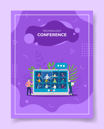mobile conference video concept for template of banners, flyer, books cover, magazine vector illustrationのイラスト素材