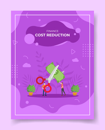 cost reduction concept for template of banners, flyer, books cover, magazine vector illustrationのイラスト素材