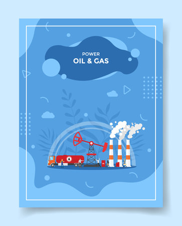 oil and gas industry concept for template of banners, flyer, books cover, magazine vector illustrationのイラスト素材
