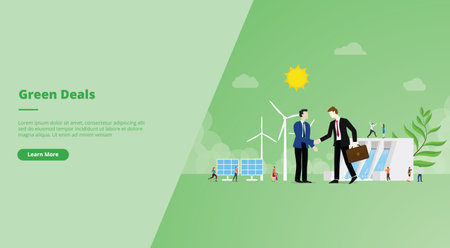 green deal agreement concept for website design template banner or slide presentation cover vector illustrationのイラスト素材