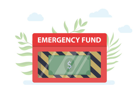 emergency fund or money on red box emergency break glass with modern flat style vector illustrationのイラスト素材