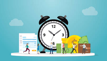 tax time deadline concept with people and taxes document form with modern flat style vector...