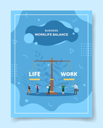 work life balance on scale concept for template of banners, flyer, books, and magazine cover vector illustrationの写真素材