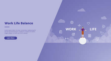 work life balance concept for website landing homepage template banner or slide presentation cover vector illustrationのイラスト素材