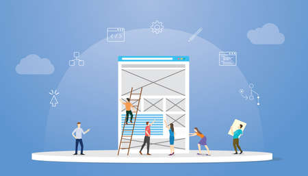 ux user experience design concept with modern flat style vector illustrationのイラスト素材