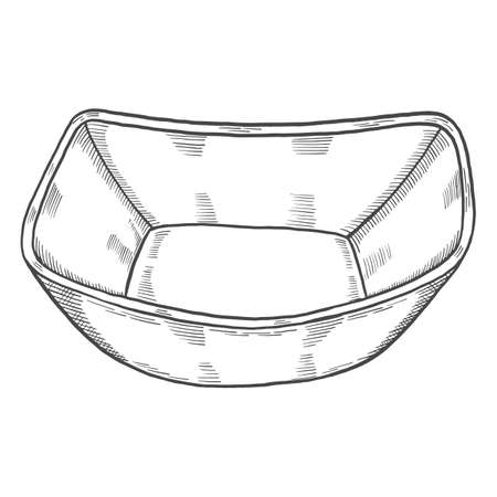 round bowl Kitchenware isolated doodle hand drawn sketch with outline style vector illustrationのイラスト素材