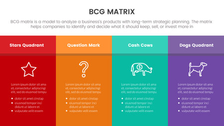 bcg growth share matrix infographic data template with big table banner colorfull concept for slide presentation vectorのイラスト素材