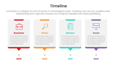 timeline set of point infographic with box table shape concept for slide presentation template banner vectorのイラスト素材
