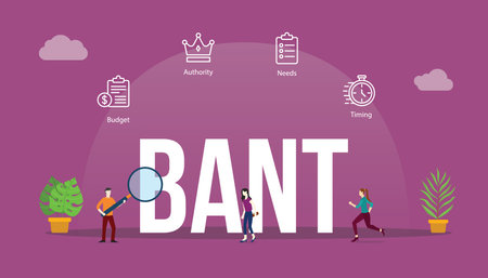 bant sales team framework concept with big word text and people with related icon vectorのイラスト素材
