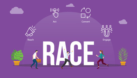 race business model concept with big word text and people with related icon vector illustrationのイラスト素材