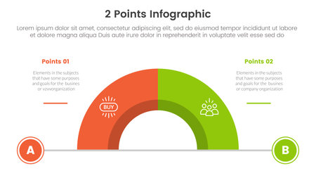 versus or compare and comparison concept for infographic template banner with half circle divided with two point list information vectorのイラスト素材