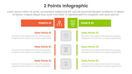 versus or compare and comparison concept for infographic template banner with box rectangle table opposite with two point list information vectorのイラスト素材