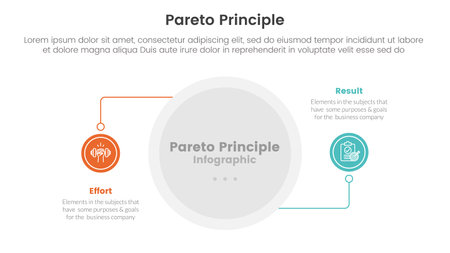 pareto principle comparison or versus concept for infographic template banner with circle line connection with two point list information vectorのイラスト素材