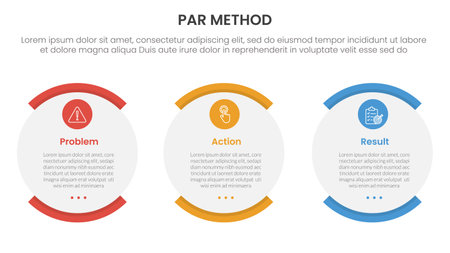 PAR method infographic 3 point with shape egg round box for slide presentation vectorのイラスト素材