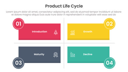 product life cycle stages infographic 4 point stage template with long rectangle shape matrix...