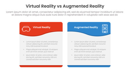 vr vs ar technology comparison concept for infographic template banner with wave swirl curve table box with two point list information vectorのイラスト素材