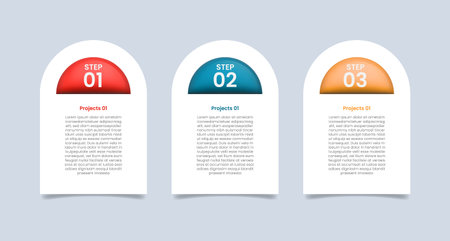 2 points comparison for infographic with glossy gradient style with tall rectangle box with half circle top two point list information vectorのイラスト素材