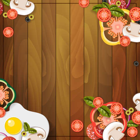 wooden background lunch vegetables breakfastのイラスト素材